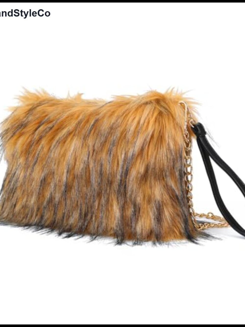 Faux Fur Crossbody Bag Wristlet Evening Purse Vegan Shoulder Strap